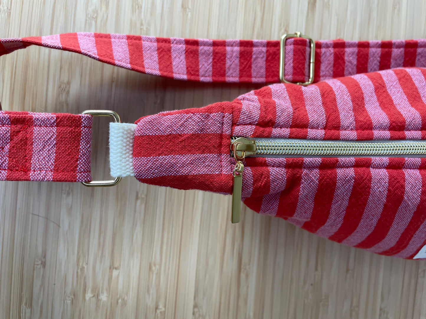 Sac demi lune rayure rose & rouge Modèle Marcelle