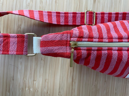 Sac demi lune rayure rose & rouge Modèle Marcelle