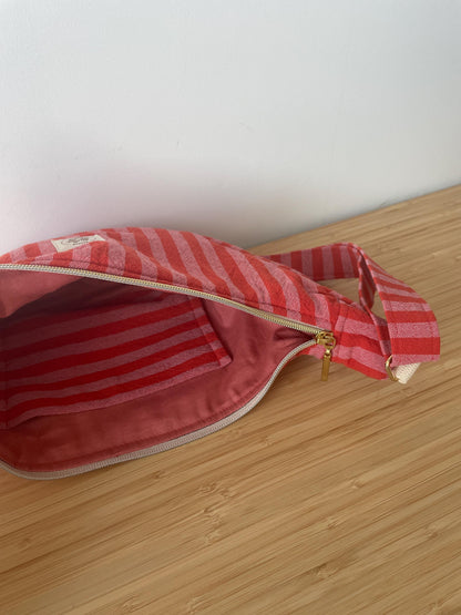 Sac demi lune rayure rose & rouge Modèle Marcelle