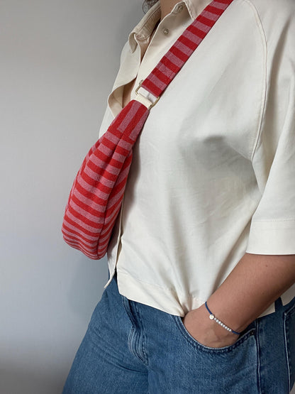 Sac demi lune rayure rose & rouge Modèle Marcelle