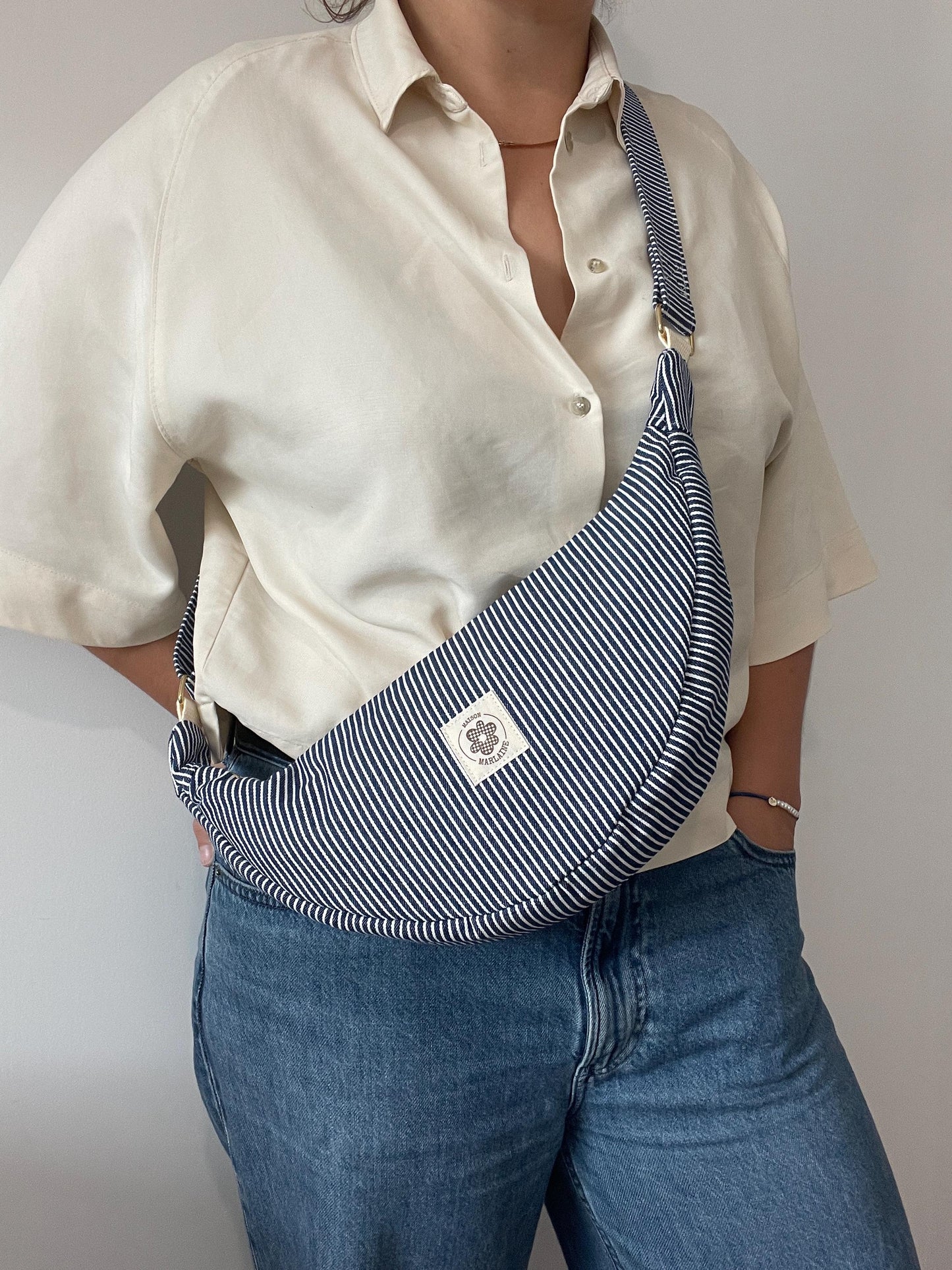 Sac demi lune à rayures Modèle Marcelle