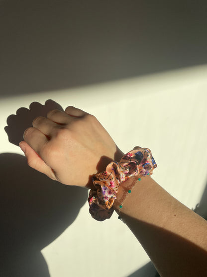 Chouchou 100% soie fleuri