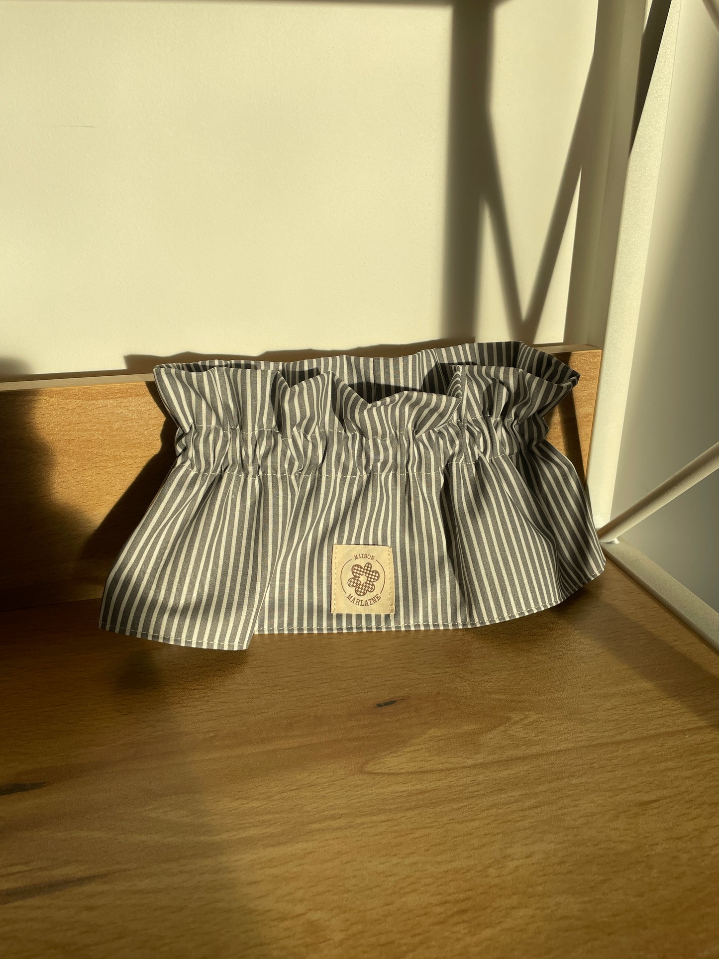 Col amovible à rayures Blanc & gris