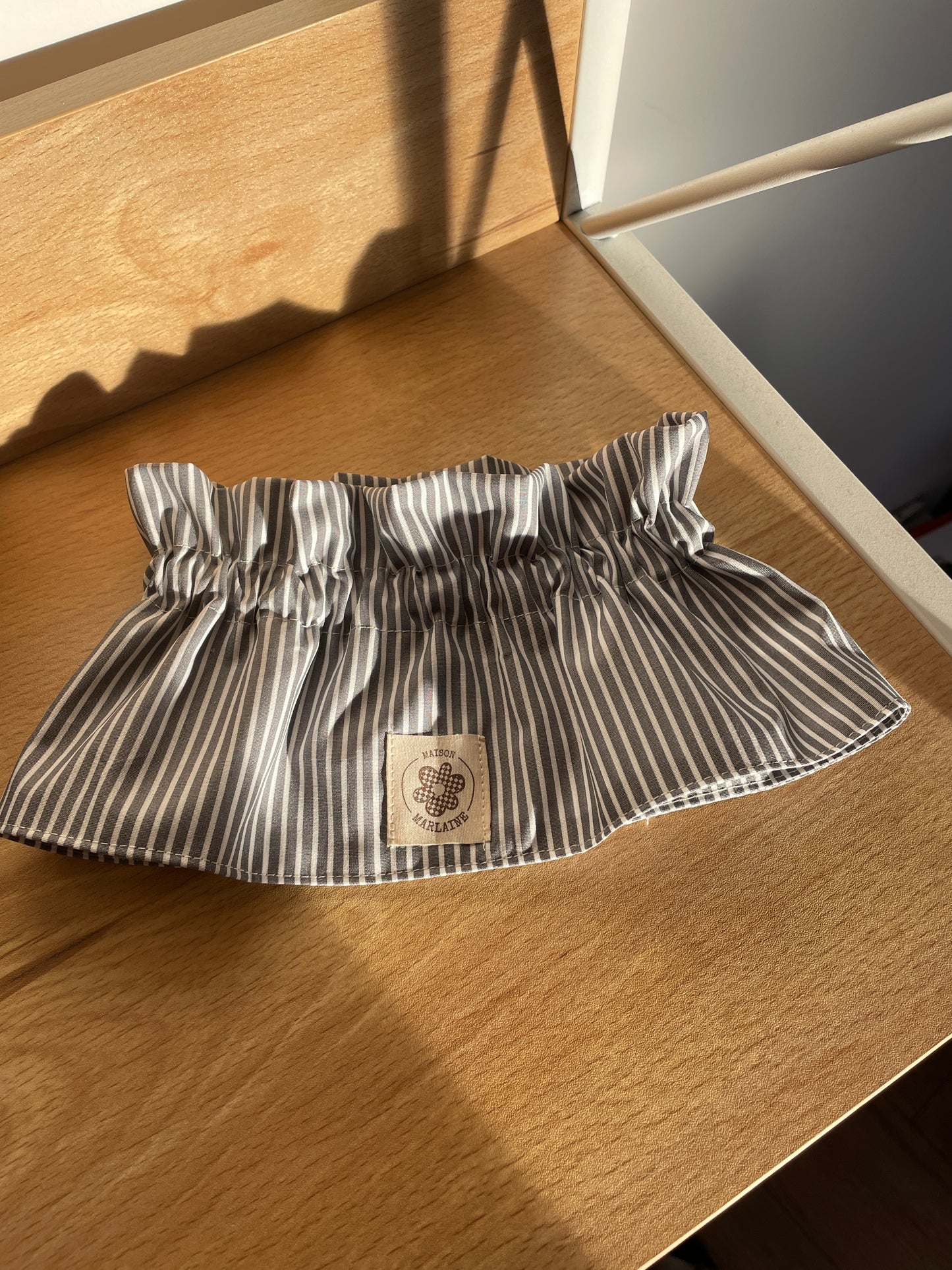 Col amovible à rayures Blanc & gris