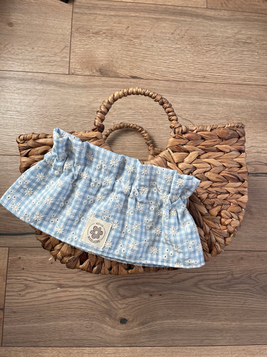 Col amovible Vichy & brodé bleu