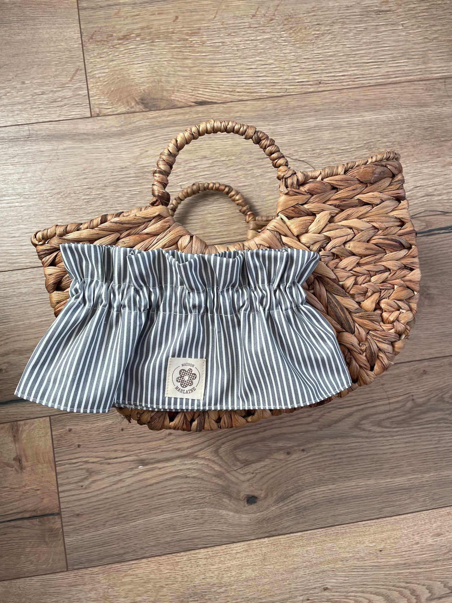 Col amovible à rayures Blanc & gris