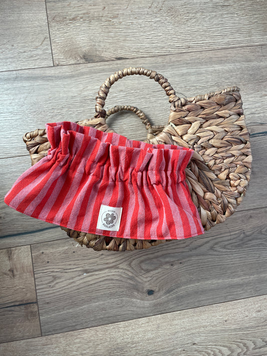 Col amovible à rayures Rose & rouge